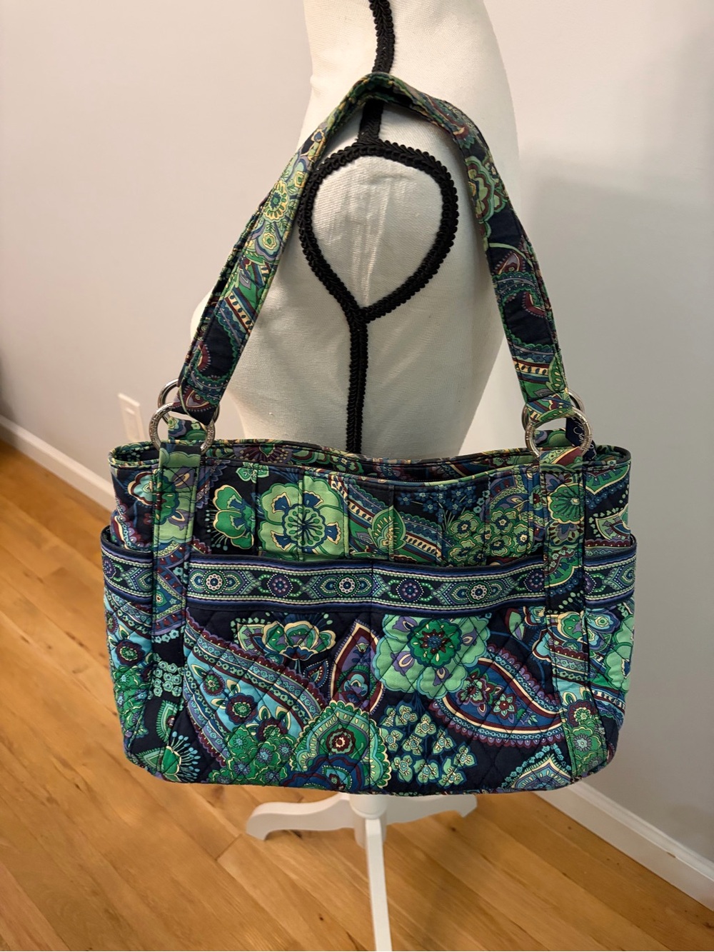 Vera Bradley Blue Rhapsody Stephanie Quilted Cotton Multi Pocket Shoulder bag